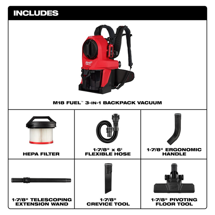 M18 FUEL™ 3-in-1 Backpack Vacuum