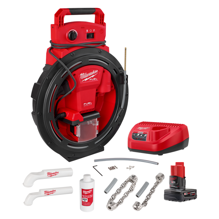 M12 FUEL™ High Speed Chain Snake for 1-1/4”-2” Pipes