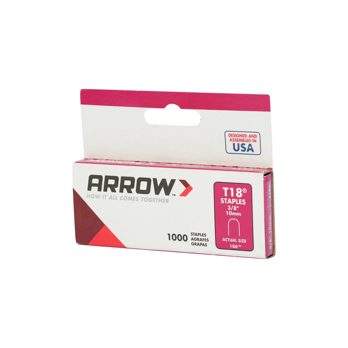 Arrow T18 Heavy Duty Wire Staples, 3/8" x 3/16", 1000ct