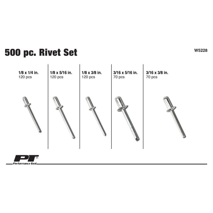 500 pc. Rivet Assortment Set