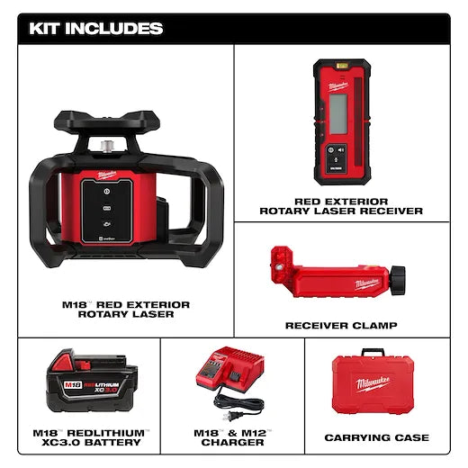 M18™ Red Exterior Rotary Laser Level Kit w/ Receiver