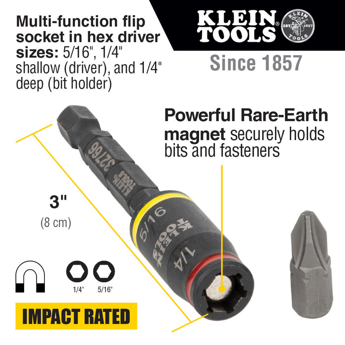 3-in-1 Impact Flip Socket Set, 1/4-Inch, 5/16-Inch, 2-Piece