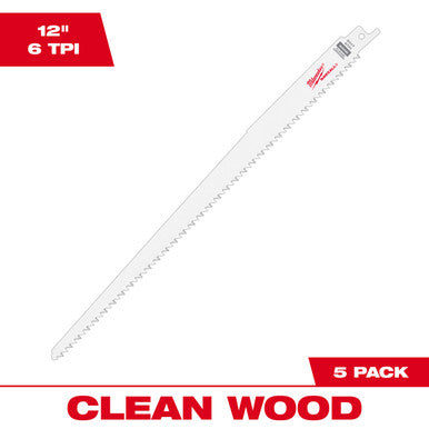 12" 6 TPI Fleam Ground SAWZALL® Blades (5 Pk)