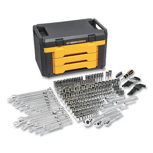 GearWrench 1/4 in. 3/8 in., & 1/2 in. Drive 72-Tooth 6 and 12-Point SAE/MM Mechanics Hand Tool Set (257-Piece)