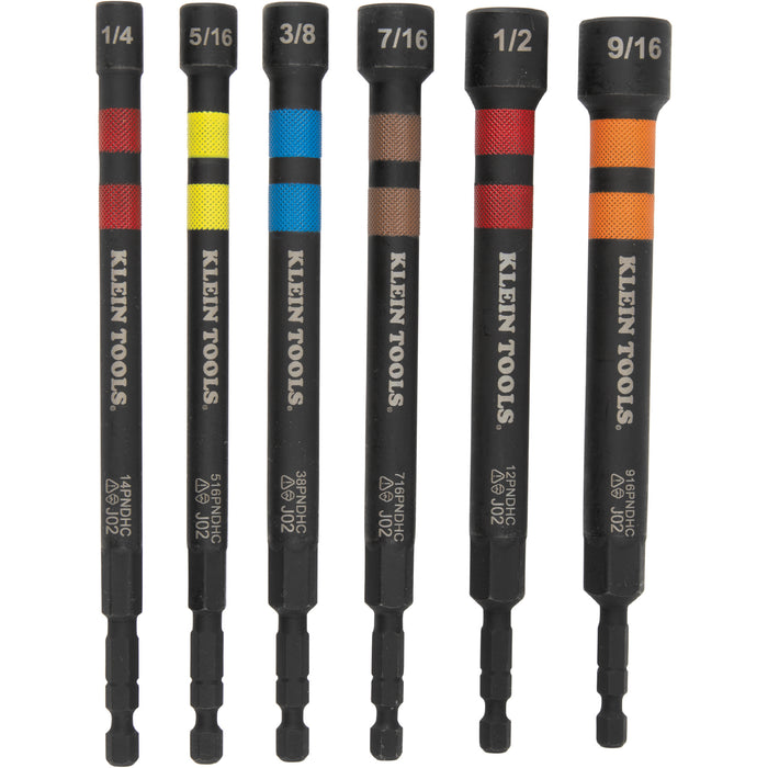 Hollow Magnetic Color-Coded Ratcheting Power Nut Drivers, 6-Piece