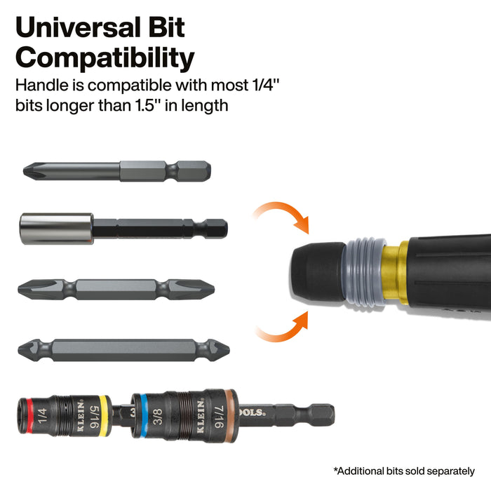 Ratcheting Fastbit Tru-Grip Screwdriver, Phillips, Slotted Bits