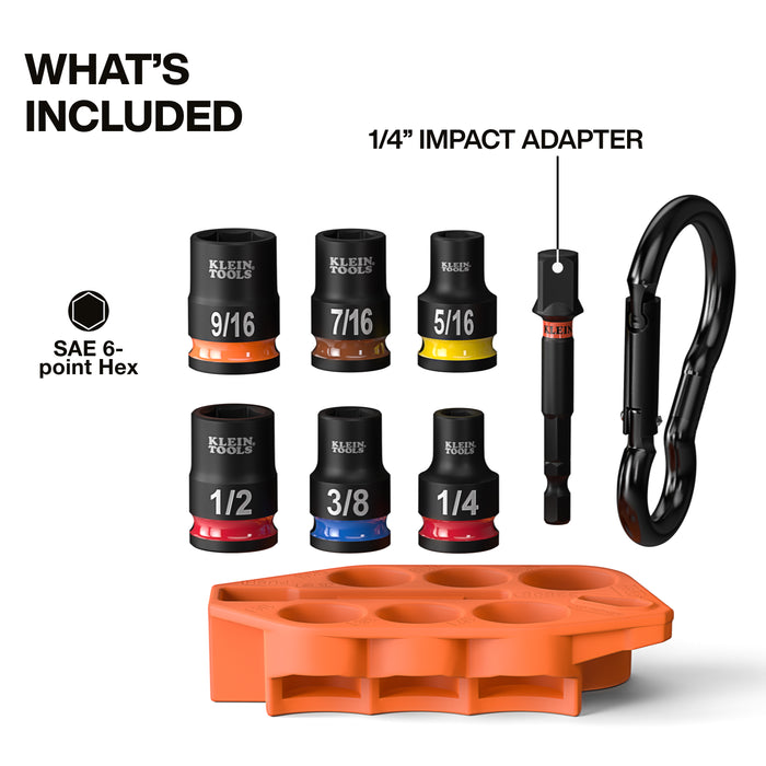 Grab-And-Go Impact Socket Set, SAE, 7-Piece