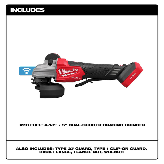 M18 FUEL™ 4-1/2" / 5" Dual-Trigger Braking Grinder