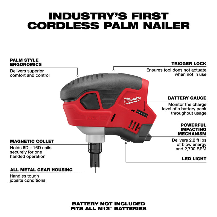 M12™ Cordless Palm Nailer (Tool Only)