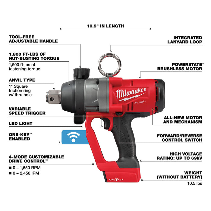 M18 FUEL™ 1" High Torque Impact Wrench w/ ONE-KEY™