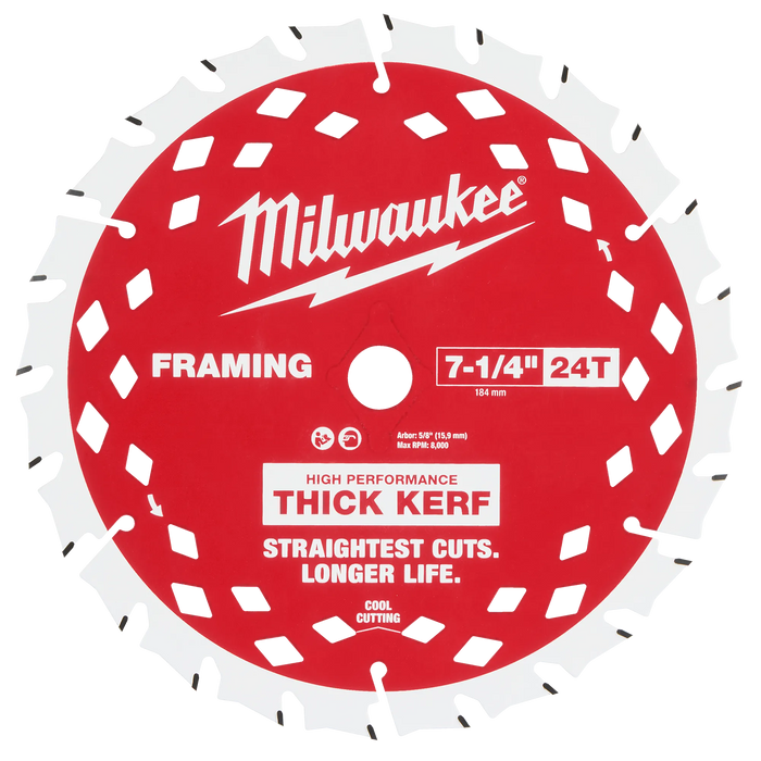 7-1/4" 24T Thick Kerf Framing Circular Saw Blade - 2PK