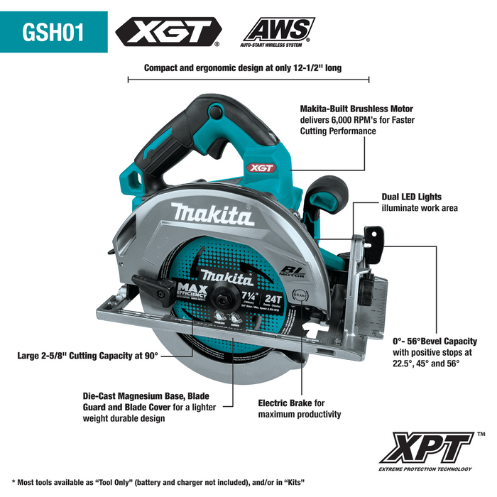 40V max XGT® Brushless Cordless 7‑1/4" Circular Saw Kit, AWS® Capable (4.0Ah)