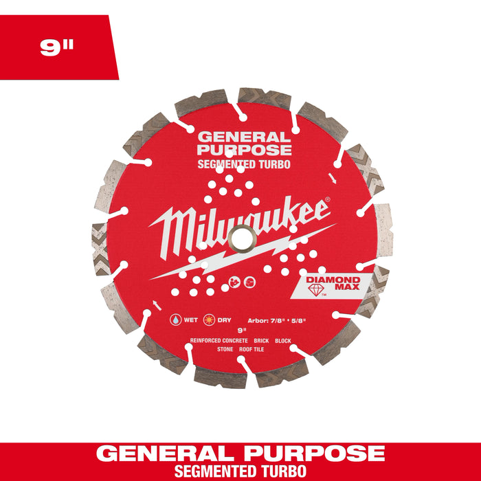9" DIAMOND MAX™ Segmented Turbo, General Purpose Diamond Blade