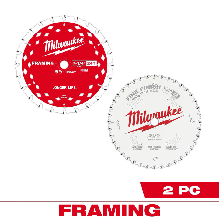 7-1/4" 24T Framing and 40T Fine Finish Circular Saw Combo Pack (2 Pk)