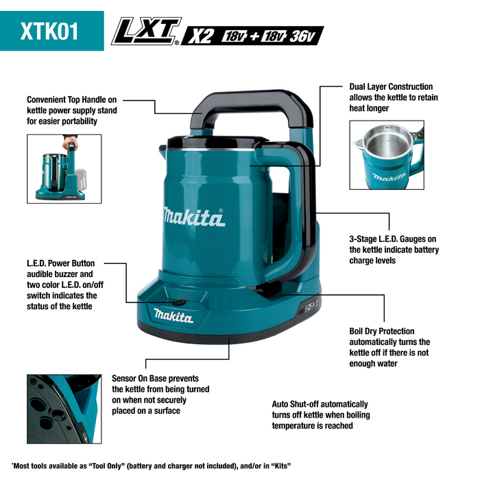 36V (18V X2) LXT® Hot Water Kettle, Tool Only