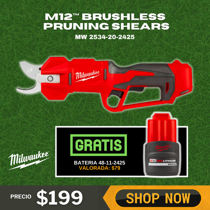 M12™ Brushless Pruning Shears/ Free Battery M12 2.5ah