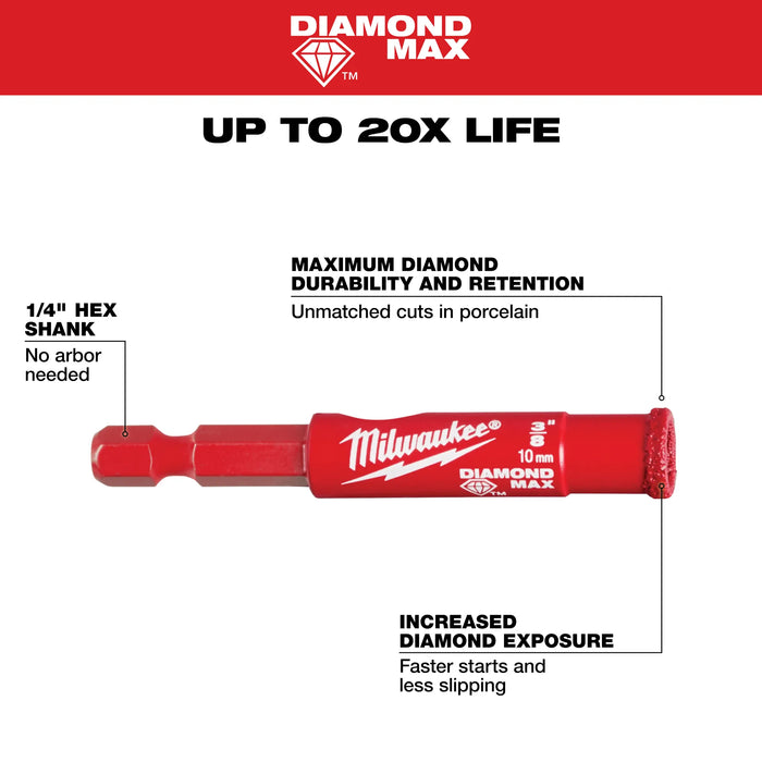 Milwaukee® 3/8" Diamond Max™ Hole Saw Bit