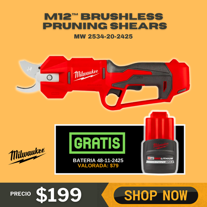M12™ Brushless Pruning Shears/ Free Battery M12 2.5ah