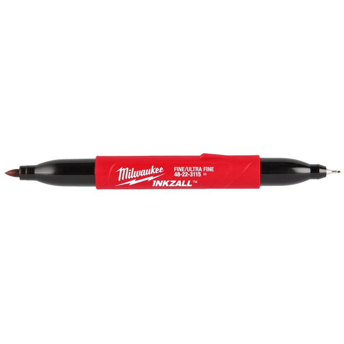 INKZALL™ Double Sided Black Jobsite Marker – Ultra Fine & Fine Point