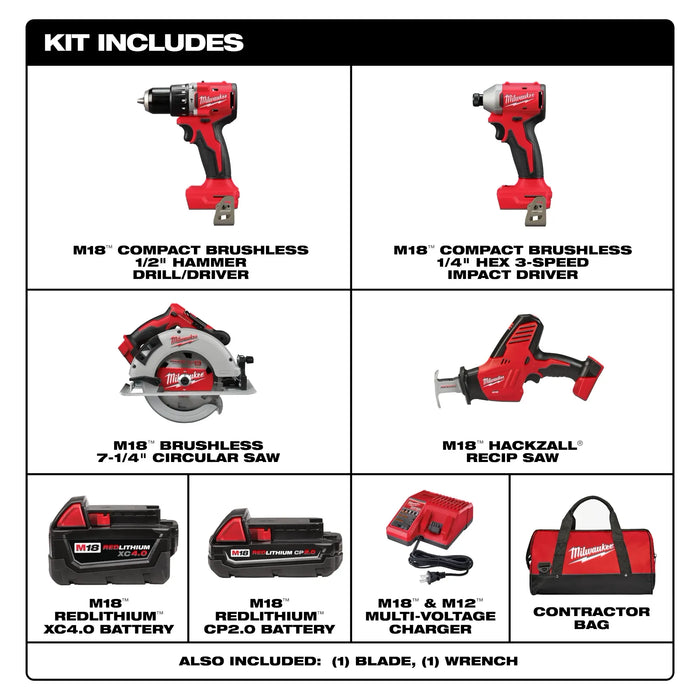 M18™ 4 Tool Combo Kit Brushless