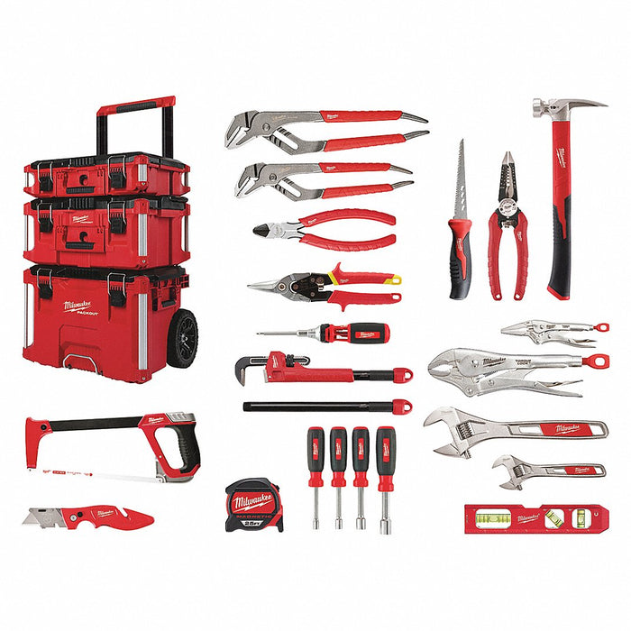 Maintenance Tool Kit: 22 Total Pcs, Rolling Modular Tool Box