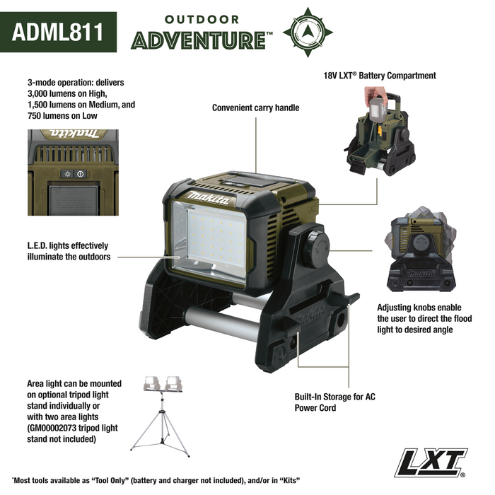 Outdoor Adventure™ 18V LXT® Cordless/Corded L.E.D. Area Light, Light Only