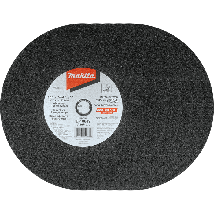 14" x 7/64" x 1" Abrasive Cut‑Off Wheel, 5/pk
