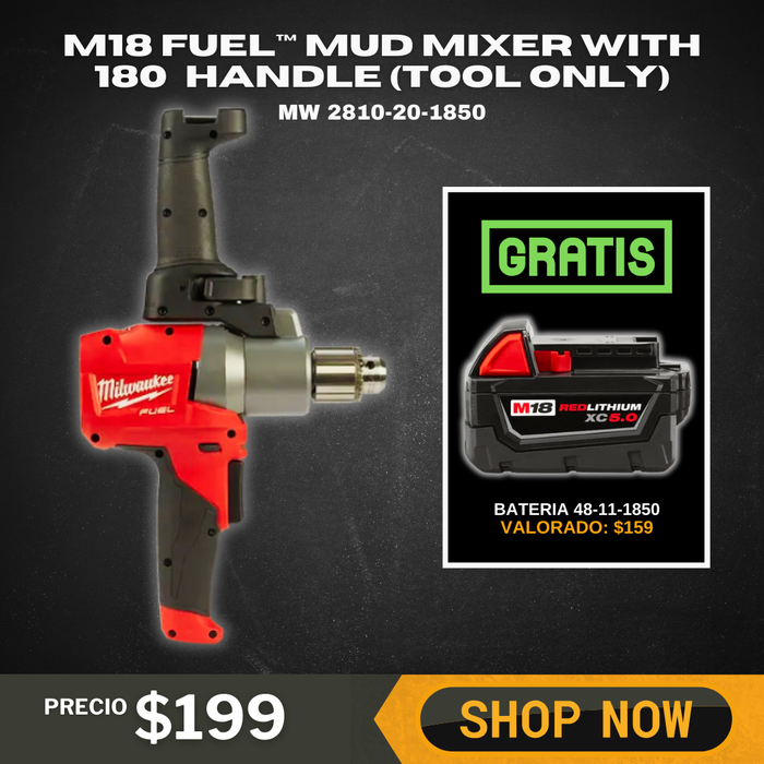 M18 FUEL™ Mud Mixer with 180° Handle/ free battery xc5.0