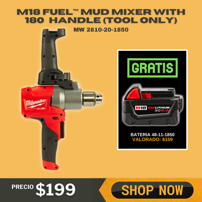 M18 FUEL™ Mud Mixer with 180° Handle/ free battery xc5.0