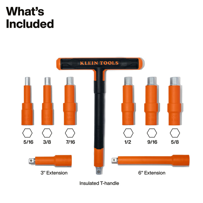 Insulated T-Handle and Hex Bit Set, 9-Piece
