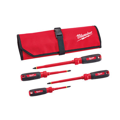 4-Piece 1000V Insulated Screwdriver Set w/ Roll Pouch