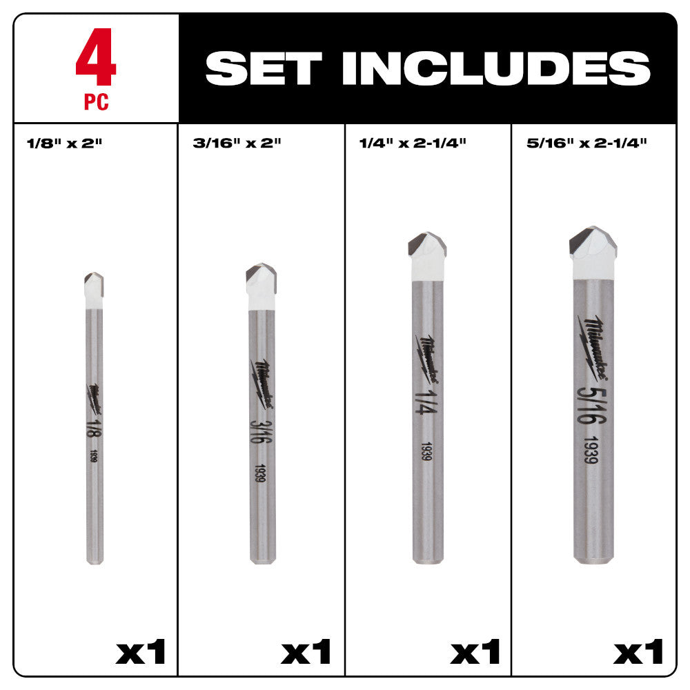 4pc. Tile and Natural Stone Bit Set — Quality Industrial Safety