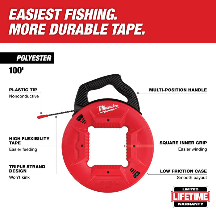 100 Ft. Polyester Fish Tape with Non-Conductive Tip