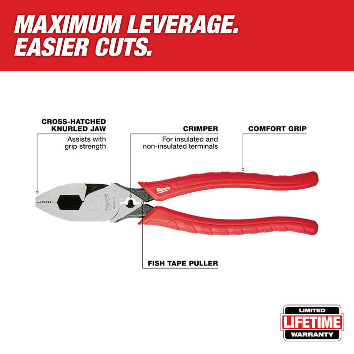 9 in. High Leverage Lineman's Pliers w/ Crimper