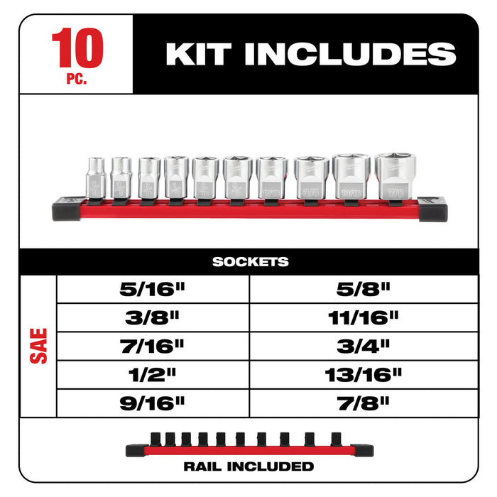 10pc 3/8 in. SAE Sockets with FOUR FLAT™ Sides