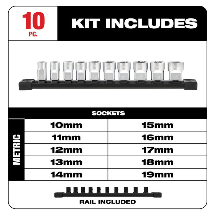 10pc 3/8 in. Metric Sockets with FOUR FLAT™ Sides