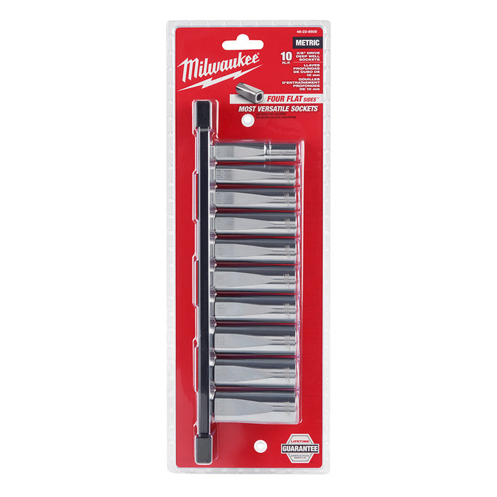 10pc 3/8 in. Metric Deep Well Sockets with FOUR FLAT™ Sides