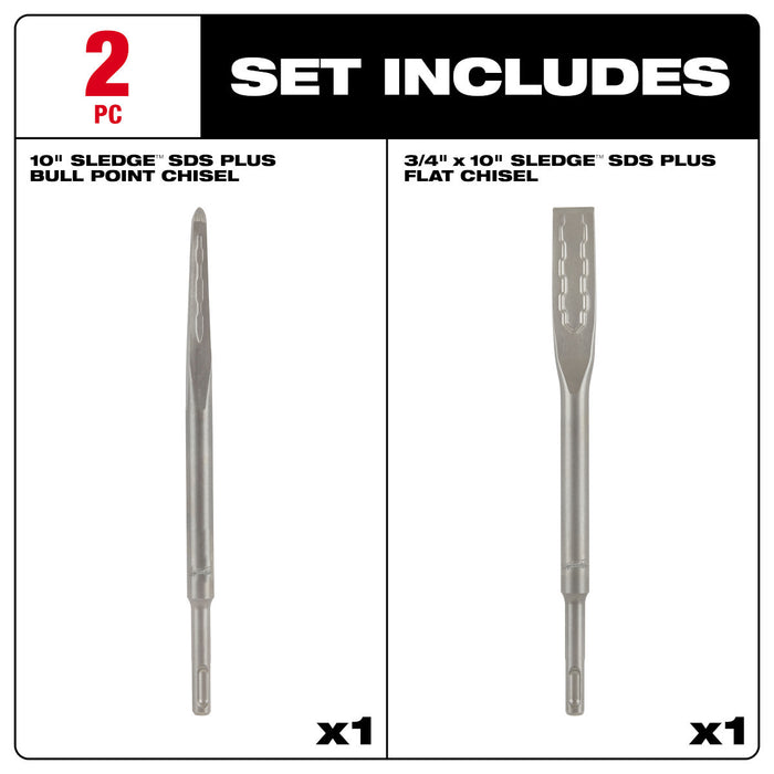 SDS-PLUS SLEDGE™ Bull Point & Flat Chisel 2 Pack