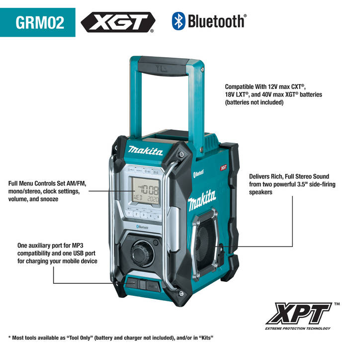 40V max XGT® Cordless/Corded Bluetooth® Job Site Radio, Tool Only