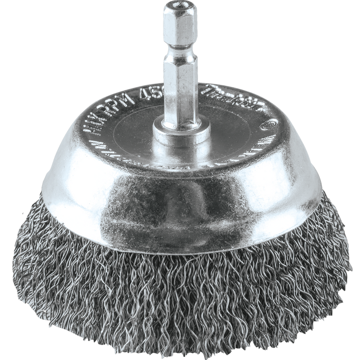 3" Crimped Wire Cup Brush, 1/4" Hex Shank