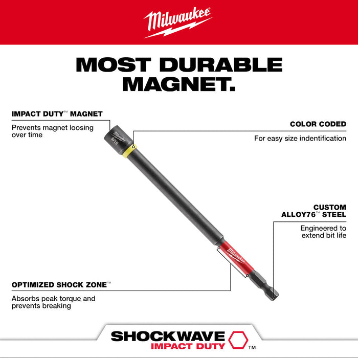 SHOCKWAVE Impact Duty™ 3/8”x 6" Magnetic Nut Driver BULK 10