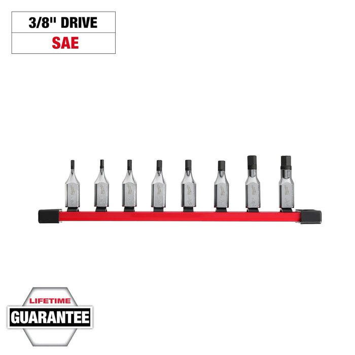 8pc 3/8" Drive Hex Bit Socket Set - SAE