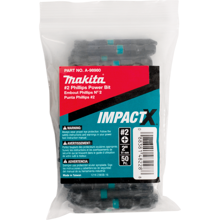 ImpactX™ #2 Phillips 2″ Power Bit, 50/pk, Bulk