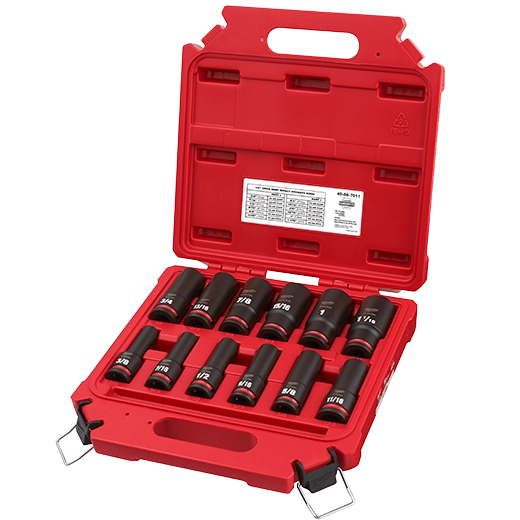 12PCSHOCKWAVE Impact Duty™ 1/2" Drive SAE Deep 6 Point Socket Set