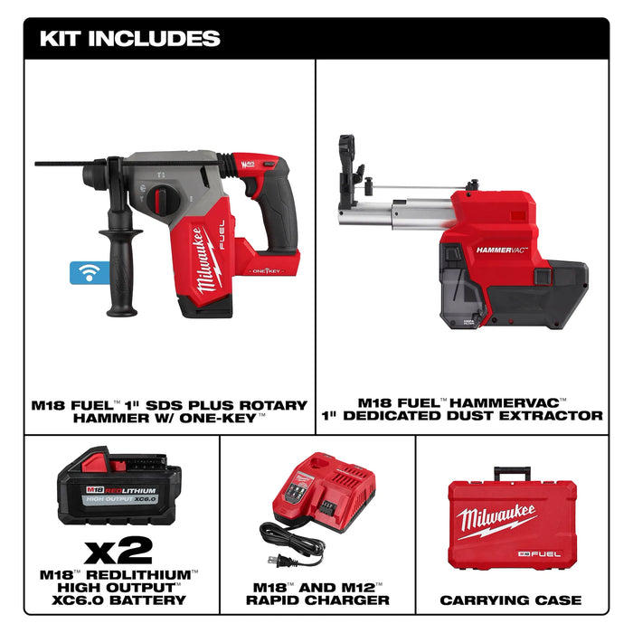 M18 FUEL™ 1" SDS Plus Rotary Hammer w/ ONE-KEY™ Dust Extractor Kit
