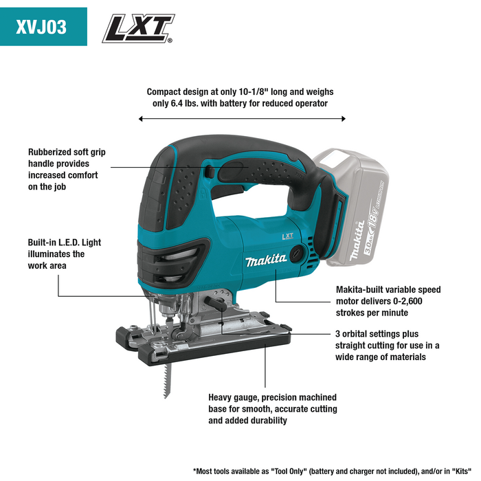 18V LXT® Lithium‑Ion Cordless Jig Saw, Tool Only