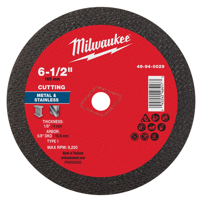 6-1/2" x 1/8" x 5/8" DKO Metal Cut Off Wheel -Type 1