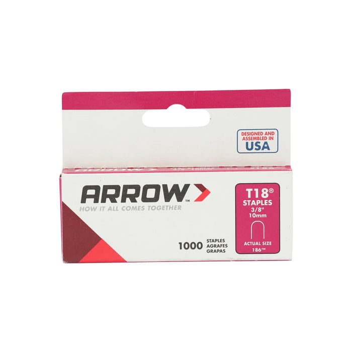 Arrow T18 Heavy Duty Wire Staples, 3/8" x 3/16", 1000ct