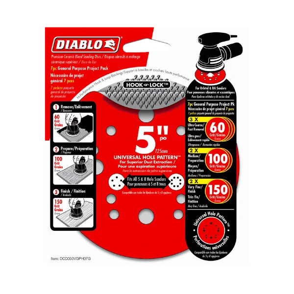 5" General Purpose Hook & Lock™ ROS Sanding Discs (7-pk)