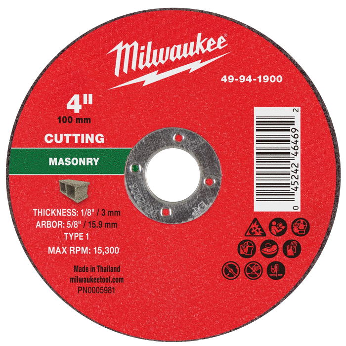 4" x 1/8" x 5/8" Masonry Cut Off Wheel -Type 1
